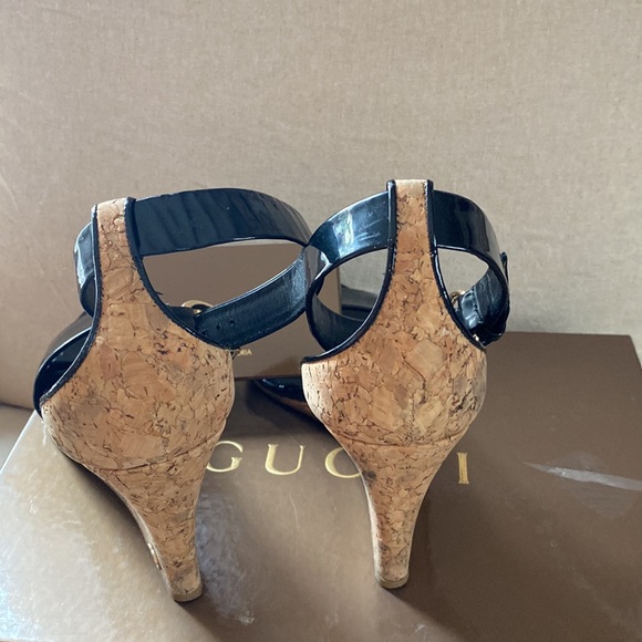 Authentic Gucci 3” Patent Leather Wedge Sandals - Picture 4 of 7